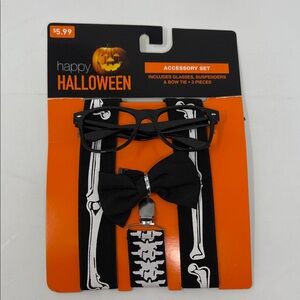 Halloween Costume Accessory Kit- Glasses, Suspenders, Bow Tie. Holiday